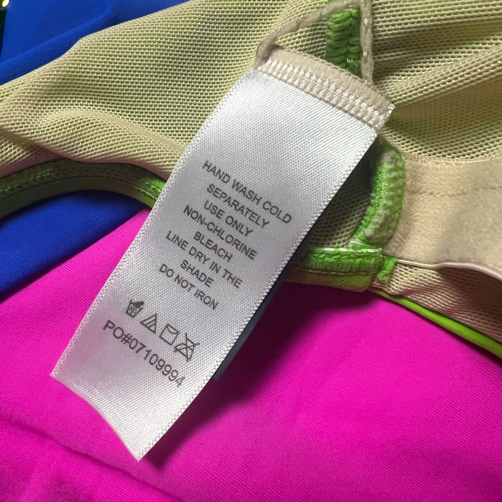 Swimsuits for All , size 12 lime hot pink and bright blue color block swimsuit - Picture 12 of 13